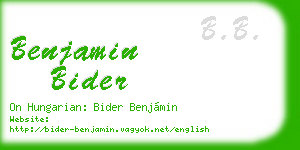 benjamin bider business card