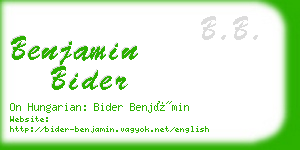 benjamin bider business card